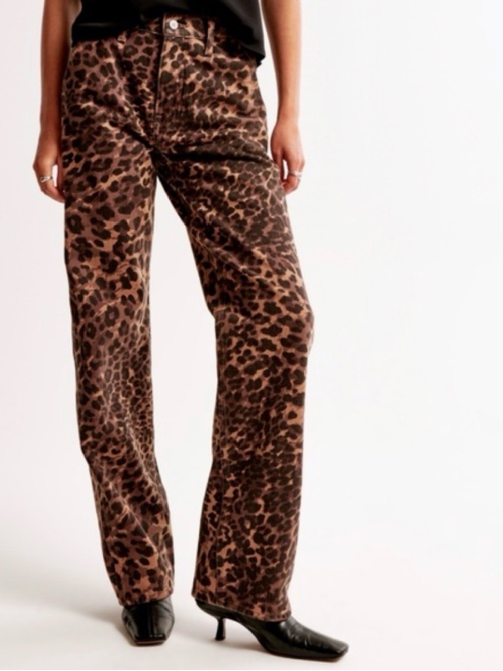 Abercrombie & Fitch Women’s Leopard Print Boyfriend Jeans - Brown/Black - Picture 5 of 12